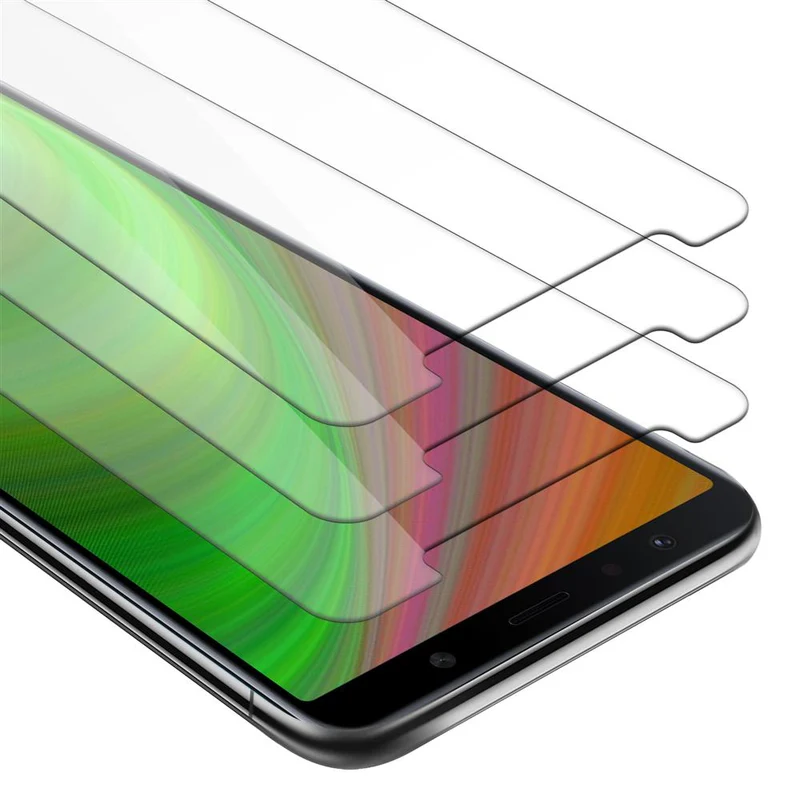 Cadorabo 3x Panzer Folie kompatibel mit Samsung Galaxy A7 2018 - Schutzfolie 3er Pack Gehärtetes (Tempered) Display-Schutzglas in 9H Härte mit 3D Touch Kompatibilität