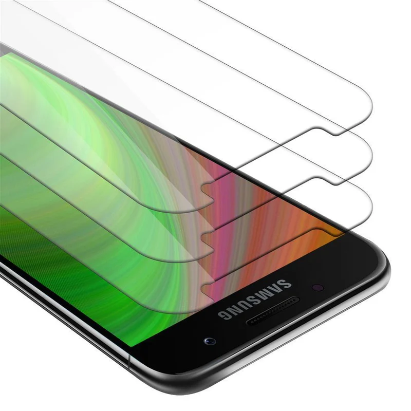 Cadorabo 3x Panzer Folie kompatibel mit Samsung Galaxy A3 2017 - Schutzfolie 3er Pack Gehärtetes (Tempered) Display-Schutzglas in 9H Härte mit 3D Touch Kompatibilität