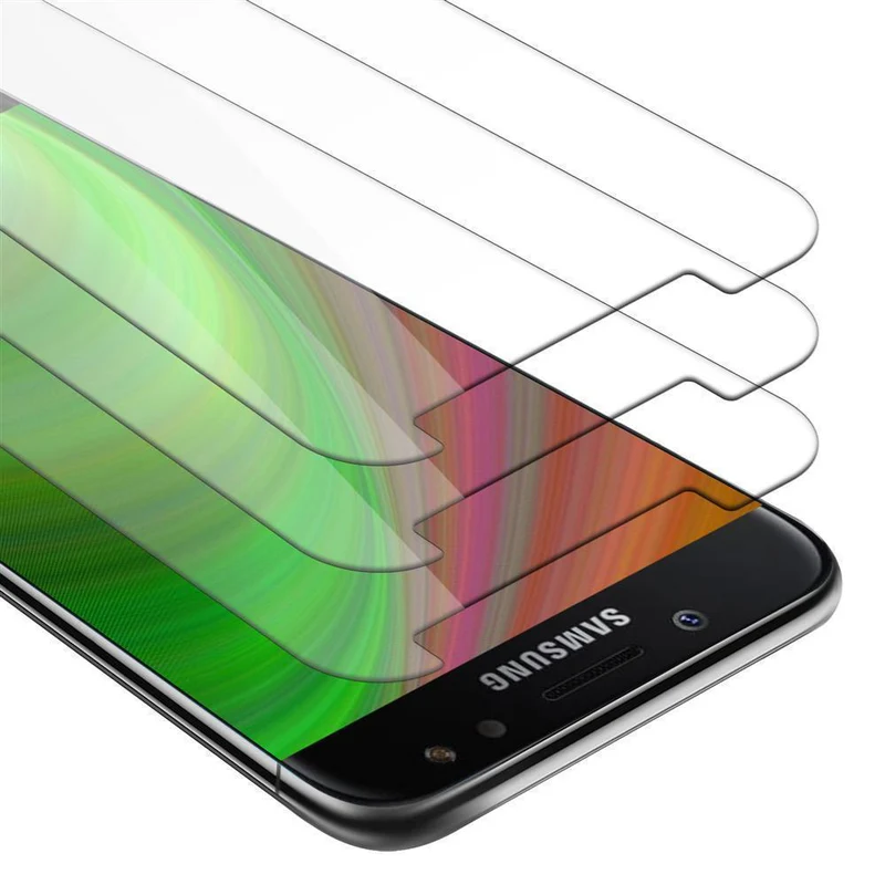 Cadorabo 3x Panzer Folie kompatibel mit Samsung Galaxy J5 2017 / J5 PRO - Schutzfolie 3er Pack Gehärtetes (Tempered) Display-Schutzglas in 9H Härte mit 3D Touch Kompatibilität