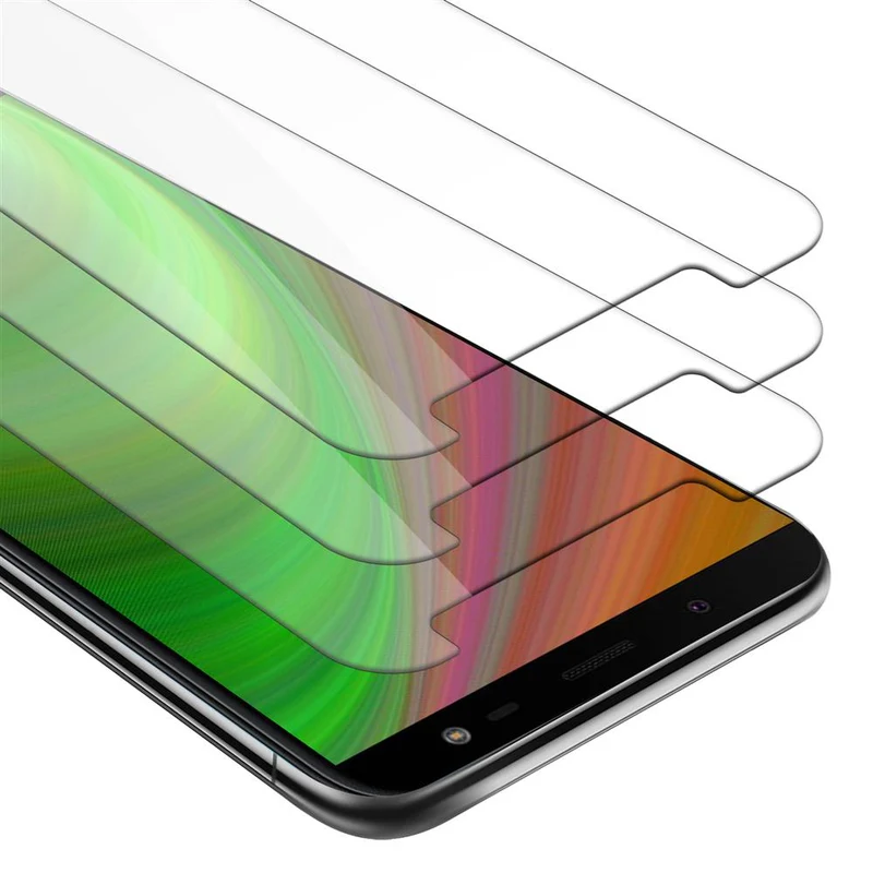 Cadorabo 3x Panzer Folie kompatibel mit Samsung Galaxy J6 2018 - Schutzfolie 3er Pack Gehärtetes (Tempered) Display-Schutzglas in 9H Härte mit 3D Touch Kompatibilität