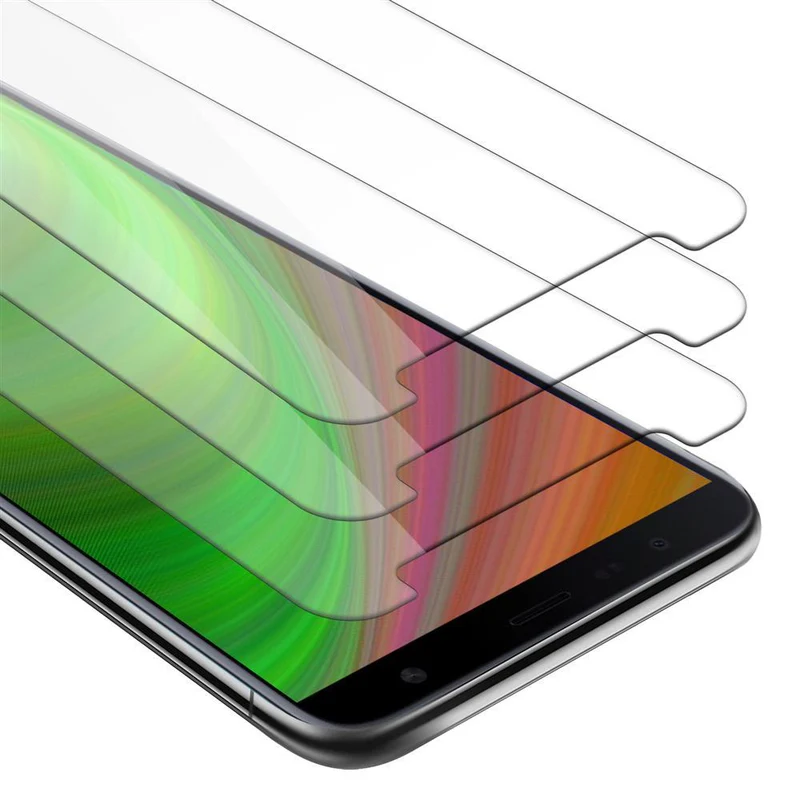 Cadorabo 3x Panzer Folie kompatibel mit Samsung Galaxy J6 PLUS - Schutzfolie 3er Pack Gehärtetes (Tempered) Display-Schutzglas in 9H Härte mit 3D Touch Kompatibilität
