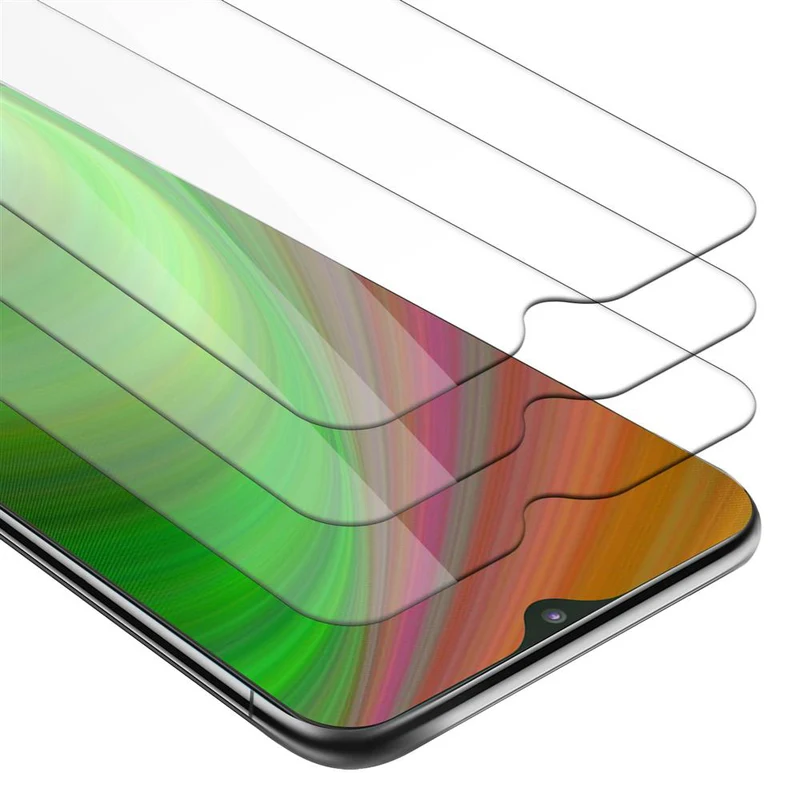 Cadorabo 3x Panzer Folie kompatibel mit Samsung Galaxy A10 / M10 - Schutzfolie 3er Pack Gehärtetes (Tempered) Display-Schutzglas in 9H Härte mit 3D Touch Kompatibilität