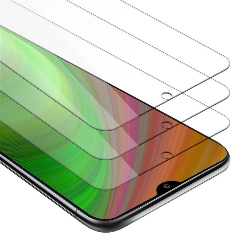 Cadorabo 3x Panzer Folie kompatibel mit Samsung Galaxy A10e / A20e - Schutzfolie 3er Pack Gehärtetes (Tempered) Display-Schutzglas in 9H Härte mit 3D Touch Kompatibilität
