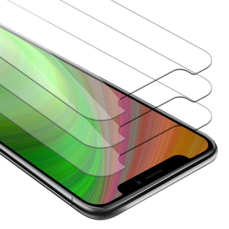 Cadorabo 3x Panzer Folie kompatibel mit Apple iPhone 11 PRO - Schutzfolie 3er Pack Gehärtetes (Tempered) Display-Schutzglas in 9H Härte mit 3D Touch Kompatibilität