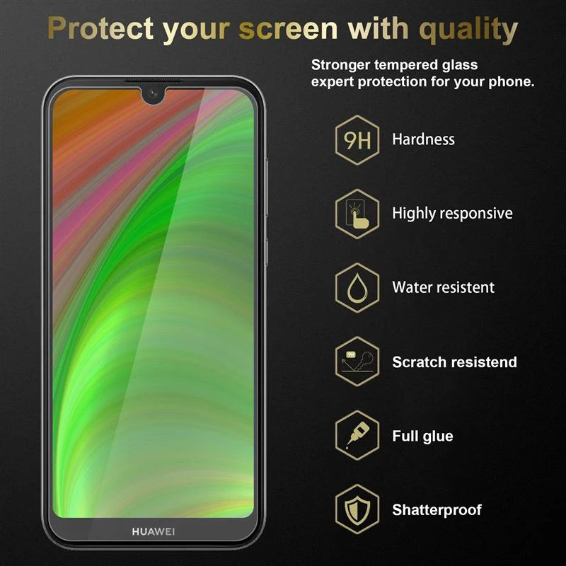 Cadorabo Panzer Folie kompatibel mit Huawei Y5 2019 / Enjoy Play 8 / Honor 8S - Schutzfolie Gehärtetes (Tempered) Display-Schutzglas in 9H Härte mit 3D Touch Kompatibilität