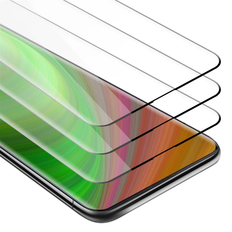Cadorabo 3x Vollbild Panzer Folie kompatibel mit Oppo FIND X - Schutzfolie 3er Pack Gehärtetes (Tempered) Display-Schutzglas in 9H Härte mit 3D Touch