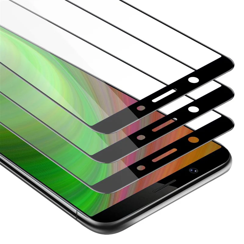 Cadorabo 3x Vollbild Panzer Folie kompatibel mit Vivo Y71 - Schutzfolie 3er Pack Gehärtetes (Tempered) Display-Schutzglas in 9H Härte mit 3D Touch