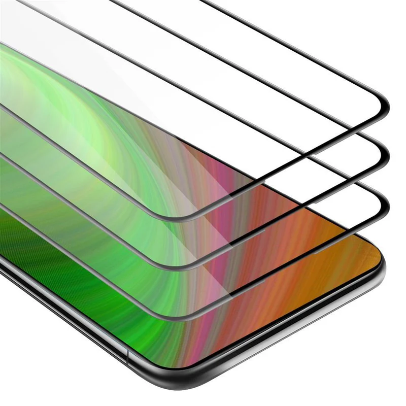 Cadorabo 3x Vollbild Panzer Folie kompatibel mit Vivo V15 - Schutzfolie 3er Pack Gehärtetes (Tempered) Display-Schutzglas in 9H Härte mit 3D Touch