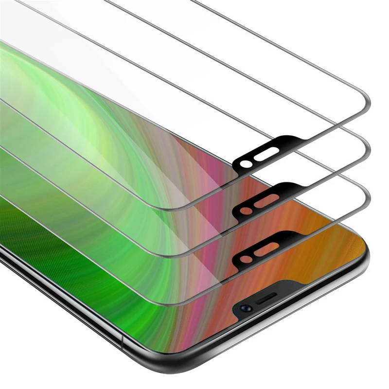 Cadorabo 3x Vollbild Panzer Folie kompatibel mit Vivo V9 - Schutzfolie 3er Pack Gehärtetes (Tempered) Display-Schutzglas in 9H Härte mit 3D Touch