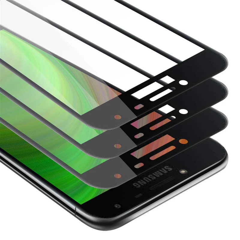 Cadorabo 3x Vollbild Panzer Folie kompatibel mit Samsung Galaxy J4 2018 - Schutzfolie 3er Pack Gehärtetes (Tempered) Display-Schutzglas in 9H Härte mit 3D Touch