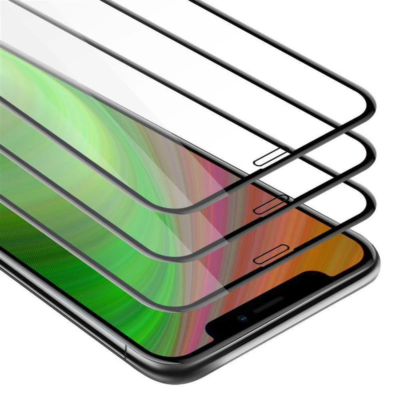 Cadorabo 3x Vollbild Panzer Folie kompatibel mit Apple iPhone 11 - Schutzfolie 3er Pack Gehärtetes (Tempered) Display-Schutzglas in 9H Härte mit 3D Touch