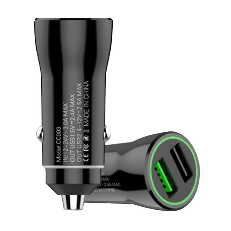 Cadorabo KFZ Ladegerät 2-Port Dual USB Ladeadapter 3.0 Quick Charge mit 2 Anschlüssen - Universal Auto Schnellladegerät für Smartphones, Tablets, Navi etc.