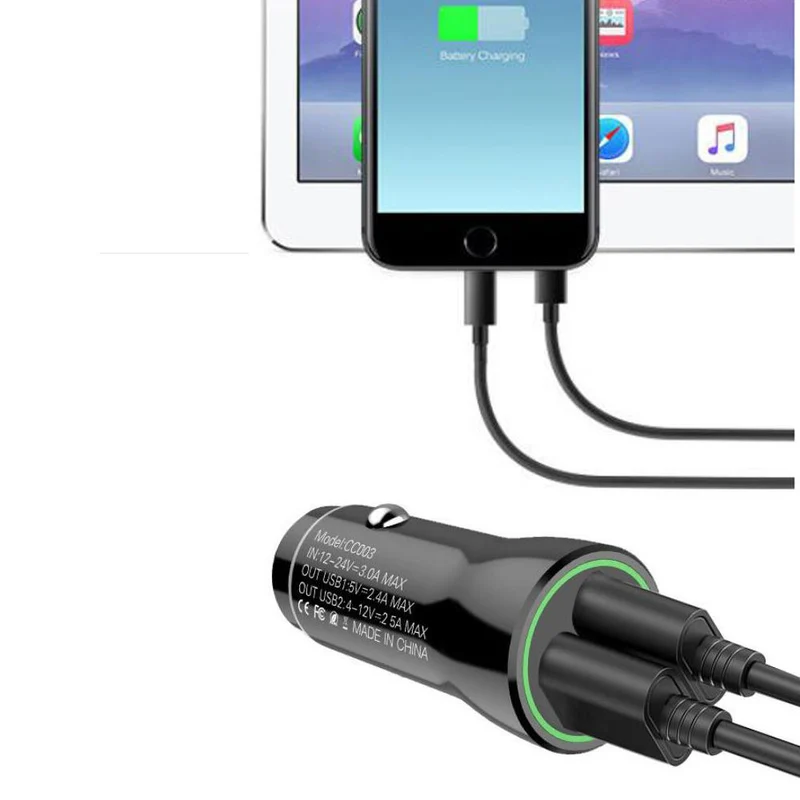 Cadorabo KFZ Ladegerät 2-Port Dual USB Ladeadapter 3.0 Quick Charge mit 2 Anschlüssen - Universal Auto Schnellladegerät für Smartphones, Tablets, Navi etc.