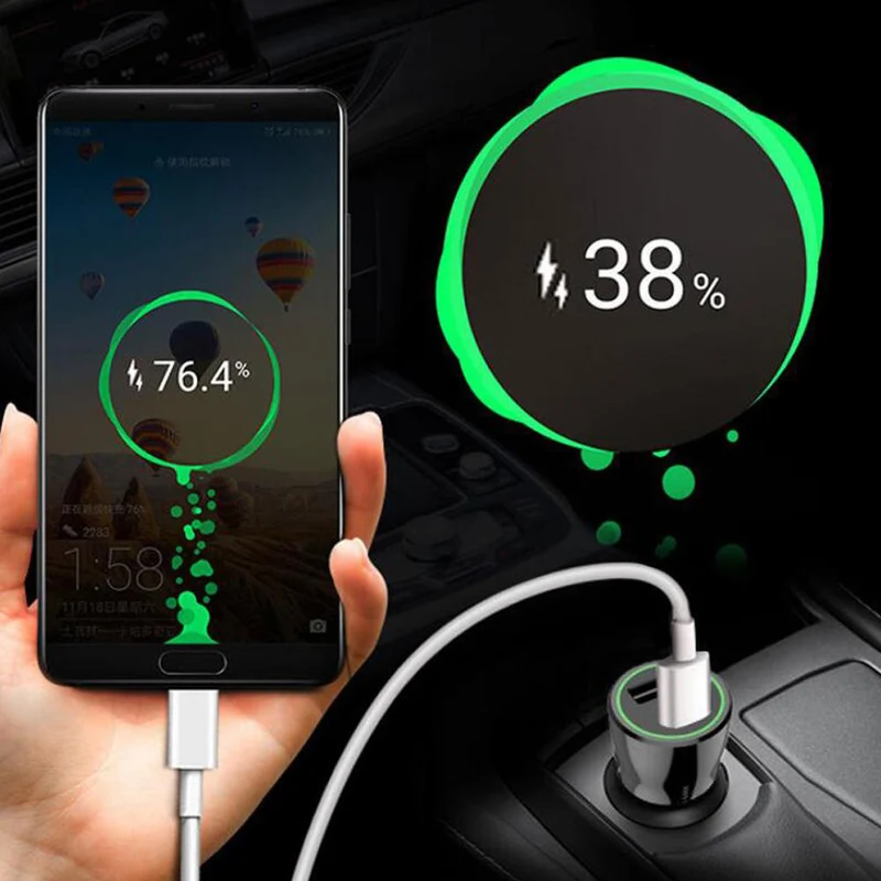 Cadorabo KFZ Ladegerät 2-Port Dual USB Ladeadapter 3.0 Quick Charge mit 2 Anschlüssen - Universal Auto Schnellladegerät für Smartphones, Tablets, Navi etc.