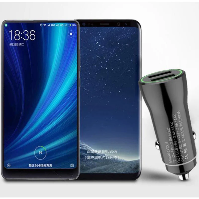 Cadorabo KFZ Ladegerät 2-Port Dual USB Ladeadapter 3.0 Quick Charge mit 2 Anschlüssen - Universal Auto Schnellladegerät für Smartphones, Tablets, Navi etc.