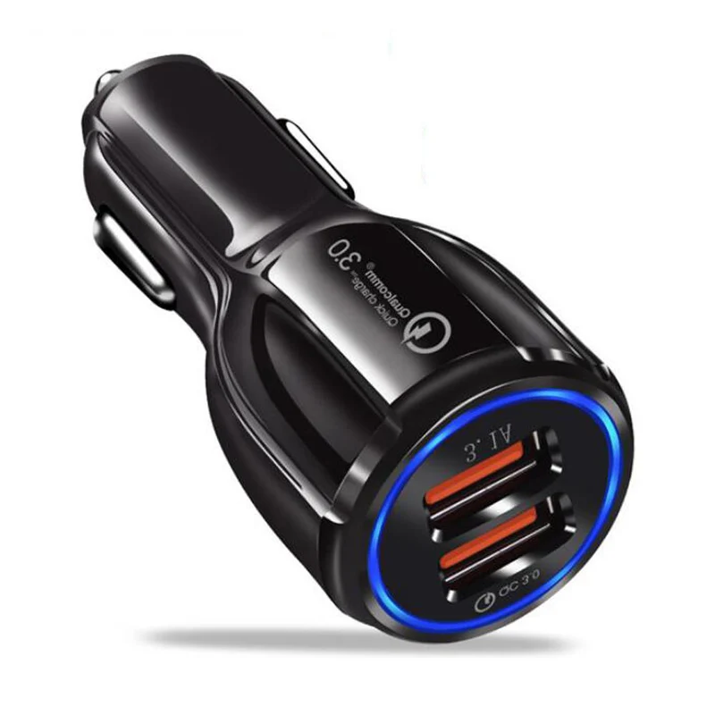 Cadorabo KFZ Ladegerät 2-Port Dual USB Ladeadapter 3.0 Quick Charge mit 2 Anschlüssen - Universal Auto Schnellladegerät für Smartphones, Tablets, Navi etc.