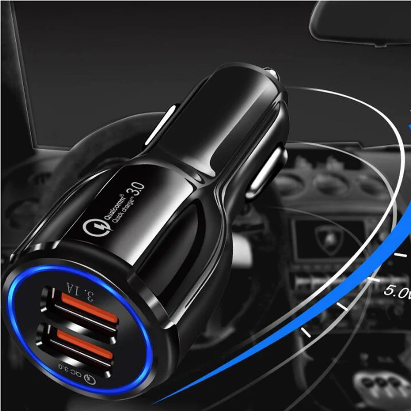 Cadorabo KFZ Ladegerät 2-Port Dual USB Ladeadapter 3.0 Quick Charge mit 2 Anschlüssen - Universal Auto Schnellladegerät für Smartphones, Tablets, Navi etc.