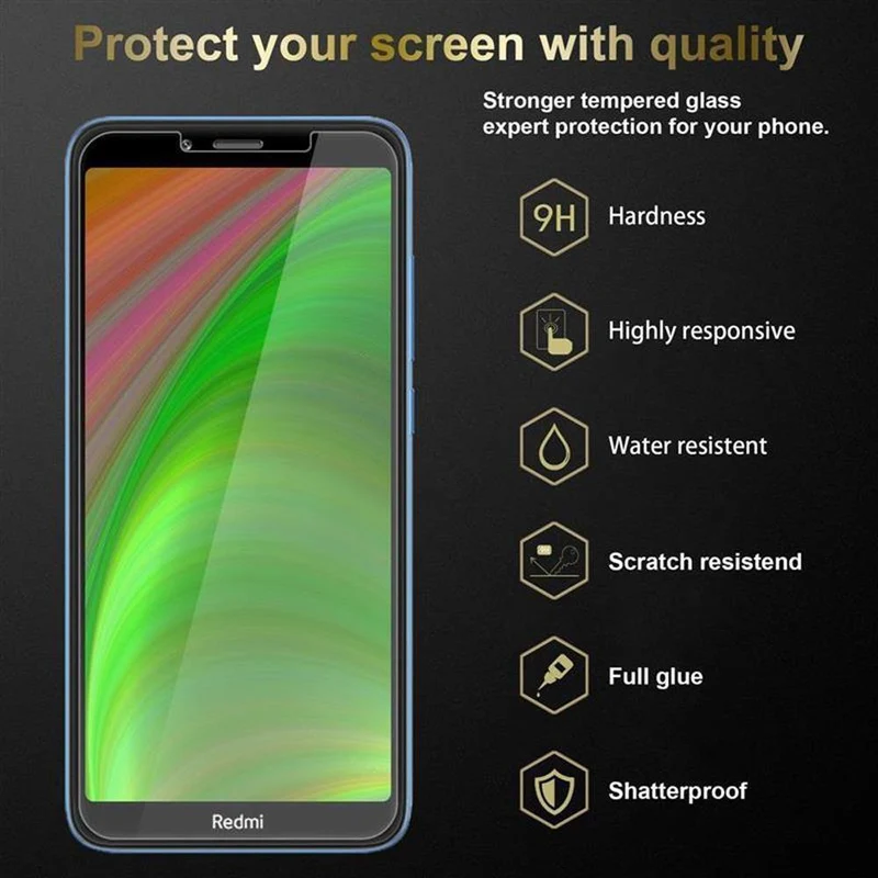 Cadorabo Panzer Folie kompatibel mit Xiaomi RedMi 7A - Schutzfolie Gehärtetes (Tempered) Display-Schutzglas in 9H Härte mit 3D Touch Kompatibilität