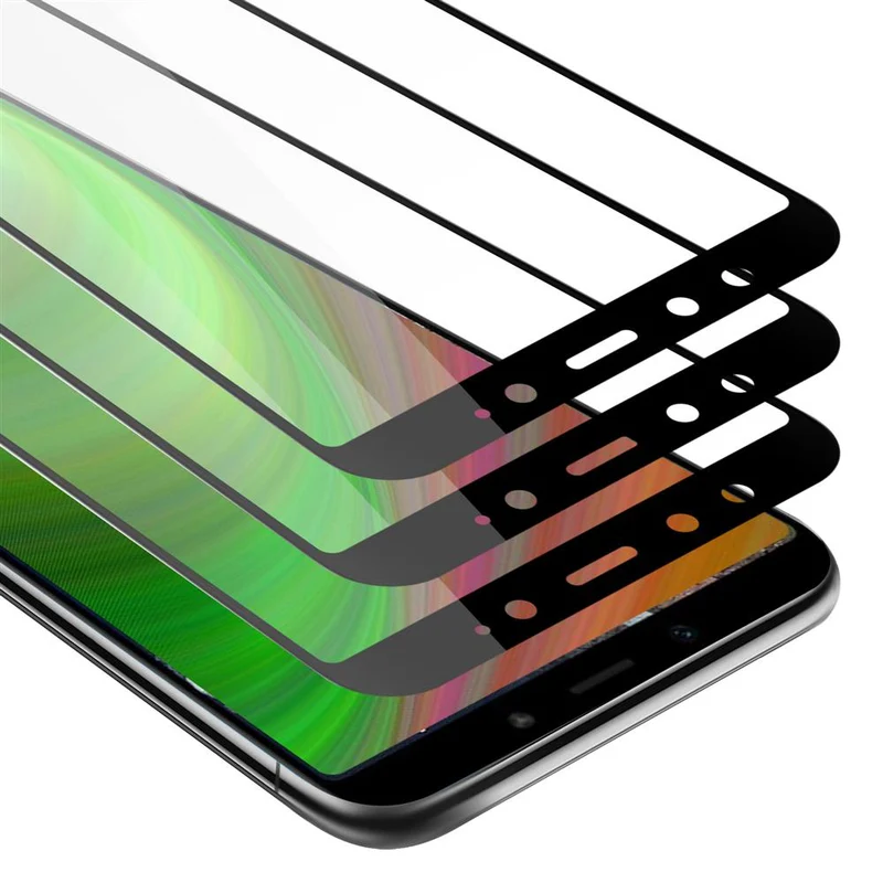 Cadorabo 3x Vollbild Panzer Folie kompatibel mit Xiaomi Mi A2 / Mi 6X - Schutzfolie 3er Pack Gehärtetes (Tempered) Display-Schutzglas in 9H Härte mit 3D Touch