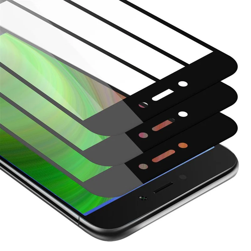 Cadorabo 3x Vollbild Panzer Folie kompatibel mit Xiaomi RedMi 5A - Schutzfolie 3er Pack Gehärtetes (Tempered) Display-Schutzglas in 9H Härte mit 3D Touch