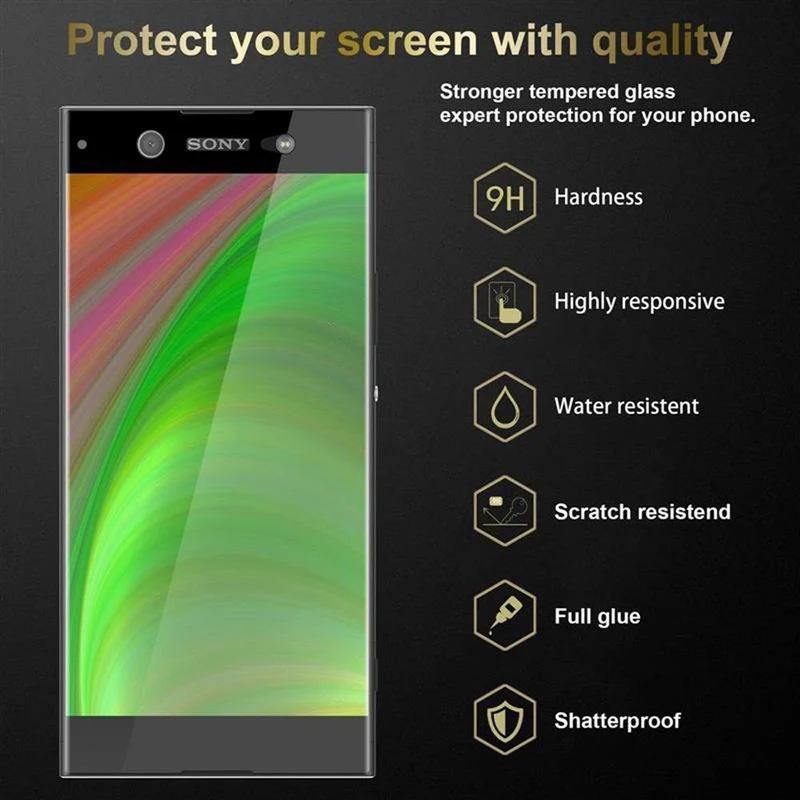 Cadorabo 3x Vollbild Panzer Folie kompatibel mit Sony Xperia XA ULTRA - Schutzfolie 3er Pack Gehärtetes (Tempered) Display-Schutzglas in 9H Härte mit 3D Touch