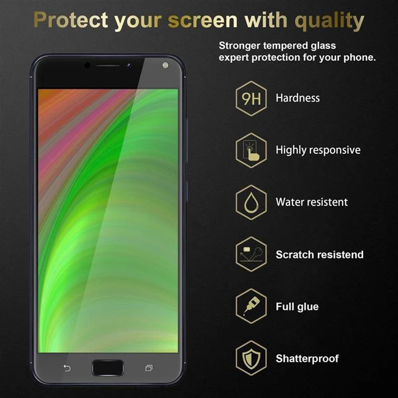 Cadorabo 3x Vollbild Panzer Folie kompatibel mit Asus ZenFone 4 MAX (5.5 Zoll) - Schutzfolie 3er Pack Gehärtetes (Tempered) Display-Schutzglas in 9H Härte mit 3D Touch