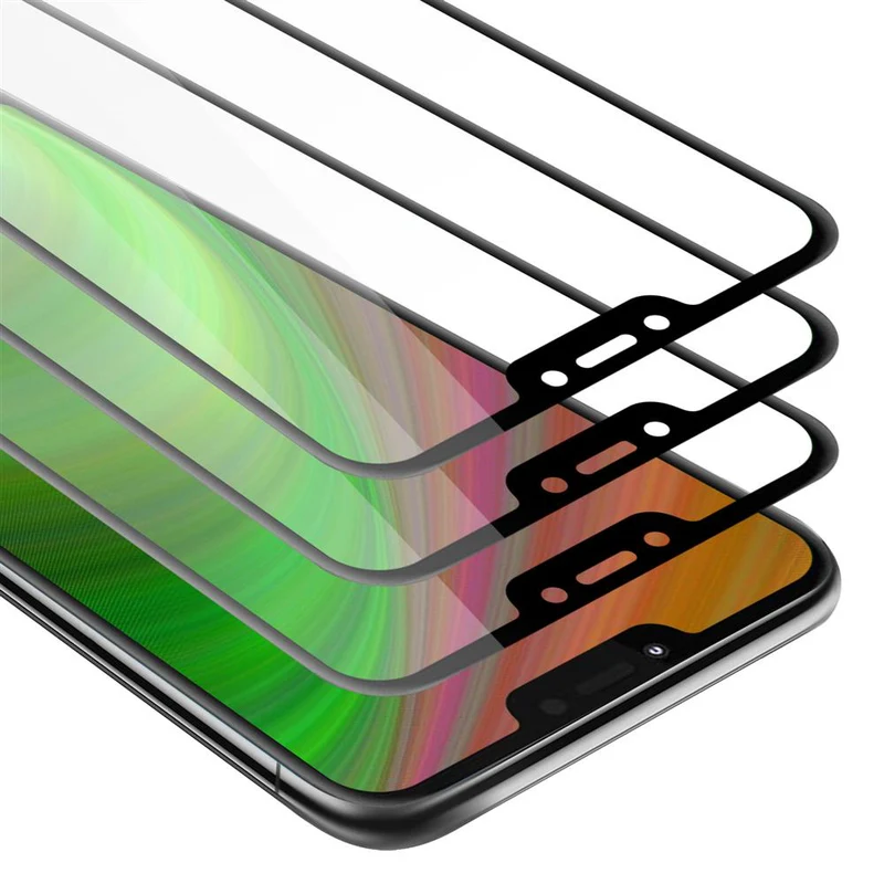 Cadorabo 3x Vollbild Panzer Folie kompatibel mit Motorola MOTO G7 POWER - Schutzfolie 3er Pack Gehärtetes (Tempered) Display-Schutzglas in 9H Härte mit 3D Touch