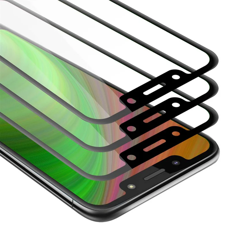 Cadorabo 3x Vollbild Panzer Folie kompatibel mit Motorola MOTO G7 PLAY - Schutzfolie 3er Pack Gehärtetes (Tempered) Display-Schutzglas in 9H Härte mit 3D Touch
