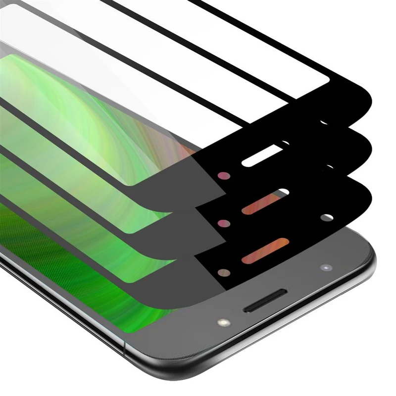 Cadorabo 3x Vollbild Panzer Folie kompatibel mit Motorola MOTO E5 / G6 PLAY - Schutzfolie 3er Pack Gehärtetes (Tempered) Display-Schutzglas in 9H Härte mit 3D Touch