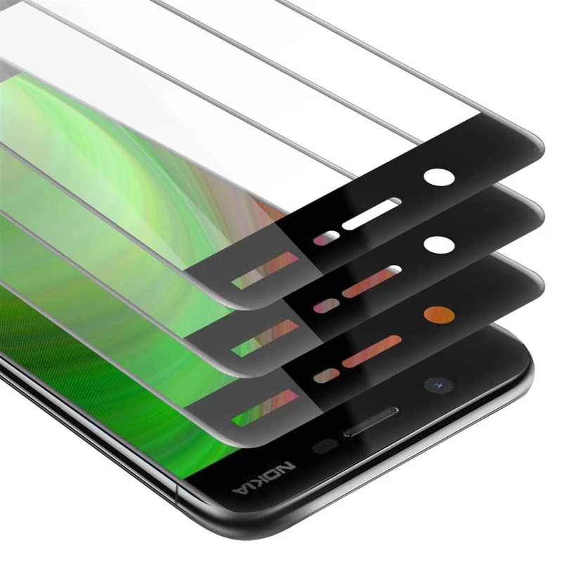 Cadorabo 3x Vollbild Panzer Folie kompatibel mit Nokia 5 2017 - Schutzfolie 3er Pack Gehärtetes (Tempered) Display-Schutzglas in 9H Härte mit 3D Touch