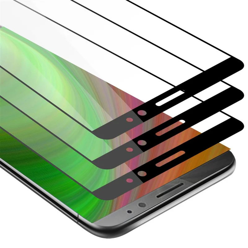 Cadorabo 3x Vollbild Panzer Folie kompatibel mit Huawei MATE 8 - Schutzfolie 3er Pack Gehärtetes (Tempered) Display-Schutzglas in 9H Härte mit 3D Touch