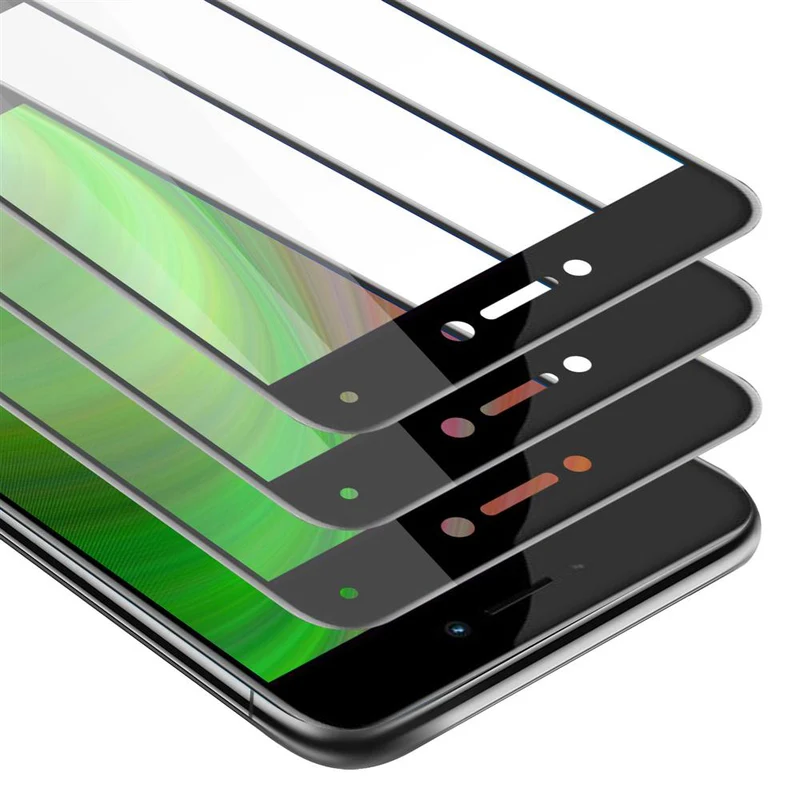 Cadorabo 3x Vollbild Panzer Folie kompatibel mit Huawei P8 LITE 2017 / P9 LITE 2017 - Schutzfolie 3er Pack Gehärtetes (Tempered) Display-Schutzglas in 9H Härte mit 3D Touch