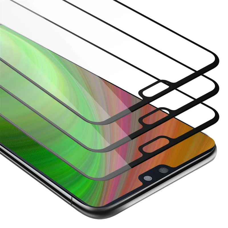 Cadorabo 3x Vollbild Panzer Folie kompatibel mit Huawei P20 - Schutzfolie 3er Pack Gehärtetes (Tempered) Display-Schutzglas in 9H Härte mit 3D Touch