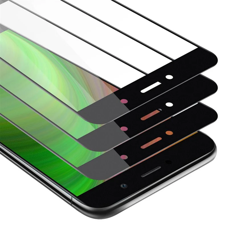 Cadorabo 3x Vollbild Panzer Folie kompatibel mit Huawei Enjoy 7 PLUS - Schutzfolie 3er Pack Gehärtetes (Tempered) Display-Schutzglas in 9H Härte mit 3D Touch
