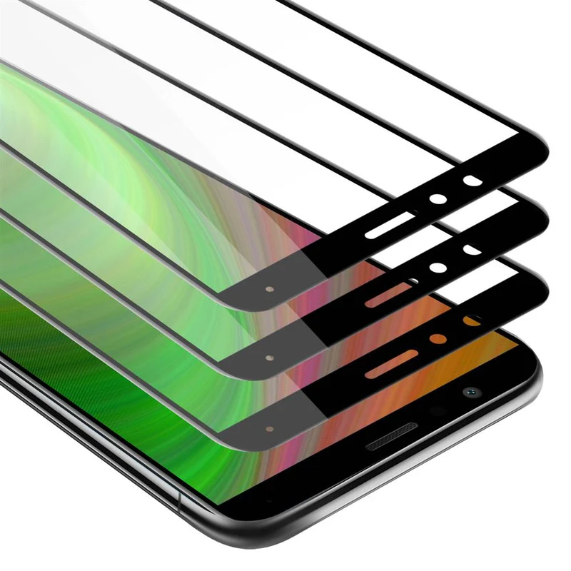 Cadorabo 3x Vollbild Panzer Folie kompatibel mit Honor 7X - Schutzfolie 3er Pack Gehärtetes (Tempered) Display-Schutzglas in 9H Härte mit 3D Touch