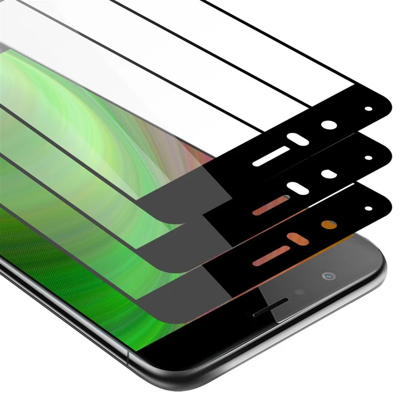 Cadorabo 3x Vollbild Panzer Folie kompatibel mit Honor V8 - Schutzfolie 3er Pack Gehärtetes (Tempered) Display-Schutzglas in 9H Härte mit 3D Touch