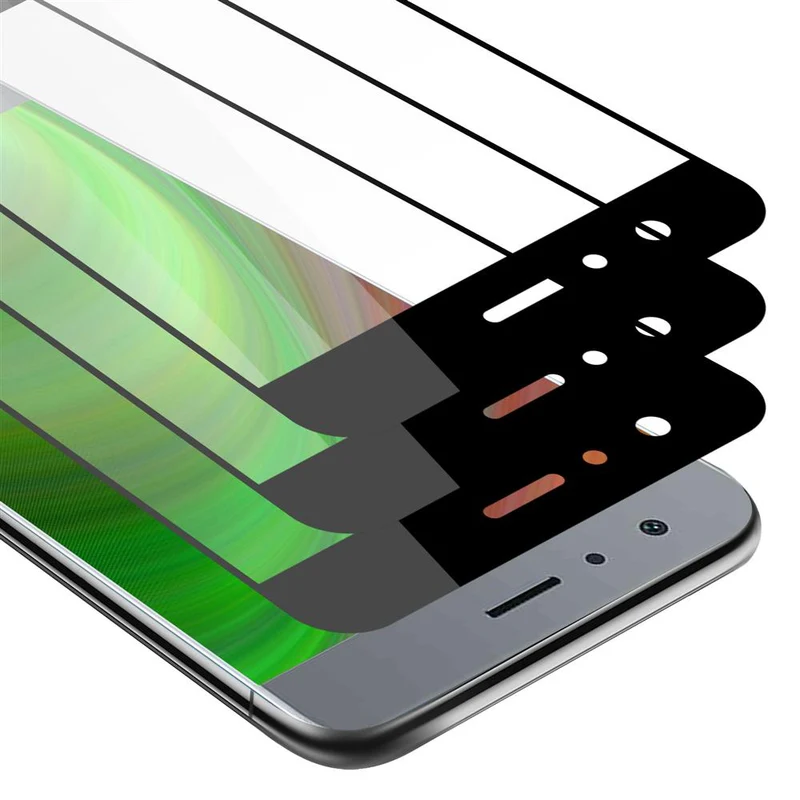 Cadorabo 3x Vollbild Panzer Folie kompatibel mit Honor 9 - Schutzfolie 3er Pack Gehärtetes (Tempered) Display-Schutzglas in 9H Härte mit 3D Touch