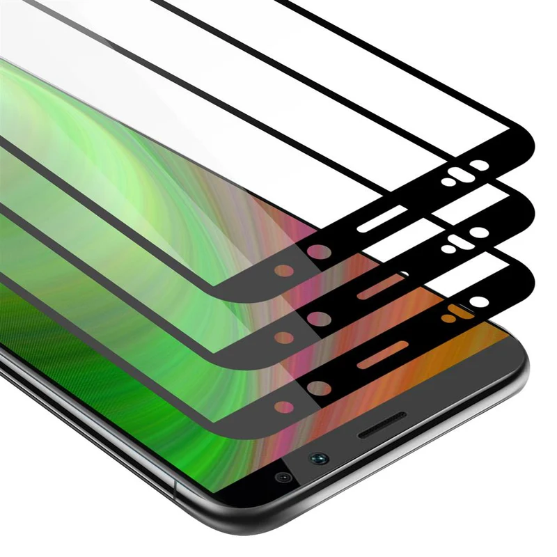Cadorabo 3x Vollbild Panzer Folie kompatibel mit Huawei MATE 10 LITE - Schutzfolie 3er Pack Gehärtetes (Tempered) Display-Schutzglas in 9H Härte mit 3D Touch