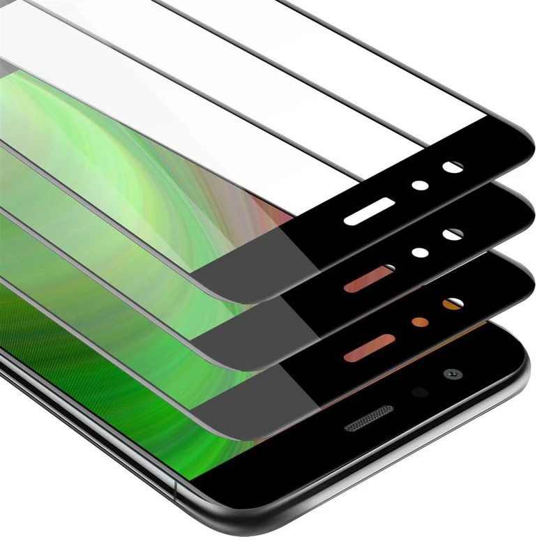 Cadorabo 3x Vollbild Panzer Folie kompatibel mit Huawei P10 LITE - Schutzfolie 3er Pack Gehärtetes (Tempered) Display-Schutzglas in 9H Härte mit 3D Touch