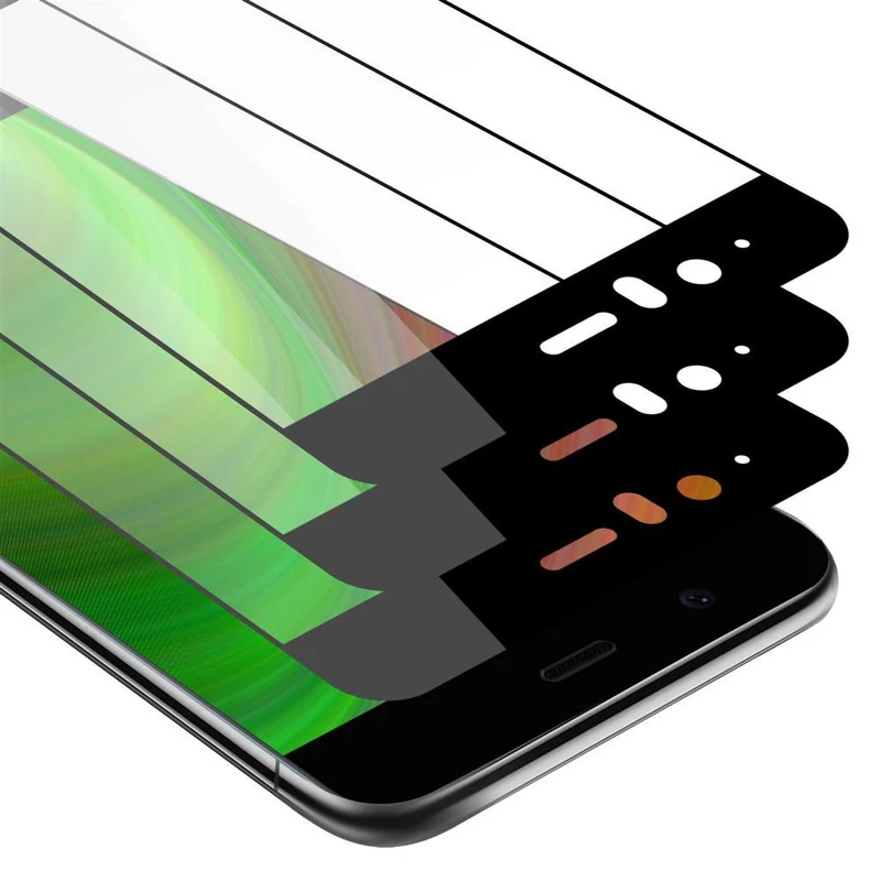 Cadorabo 3x Vollbild Panzer Folie kompatibel mit Huawei P10 - Schutzfolie 3er Pack Gehärtetes (Tempered) Display-Schutzglas in 9H Härte mit 3D Touch