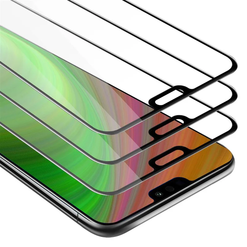 Cadorabo 3x Vollbild Panzer Folie kompatibel mit Honor 8X - Schutzfolie 3er Pack Gehärtetes (Tempered) Display-Schutzglas in 9H Härte mit 3D Touch