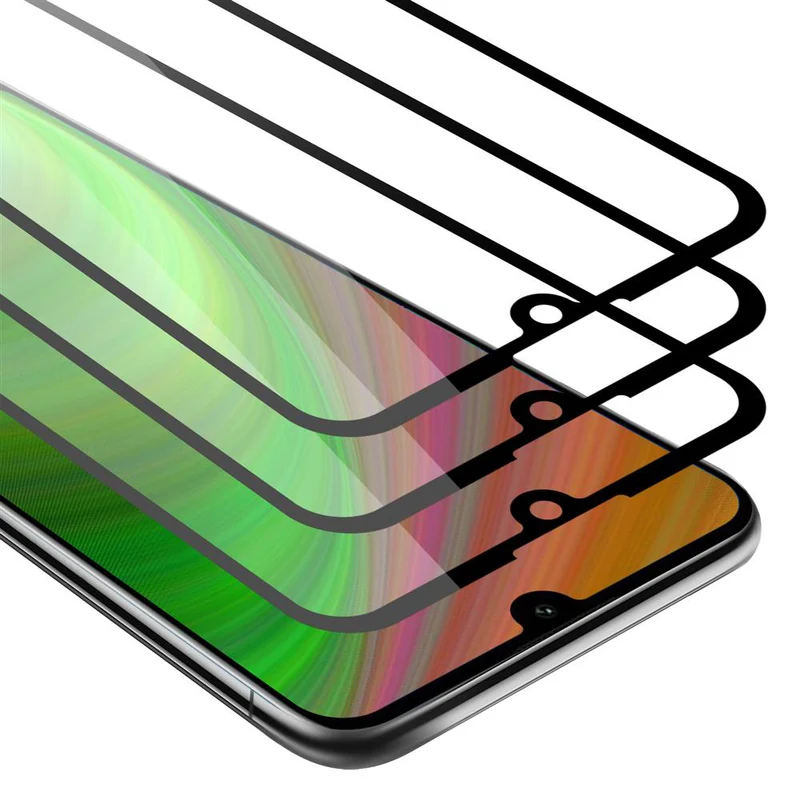Cadorabo 3x Vollbild Panzer Folie kompatibel mit Huawei Y6 2019 - Schutzfolie 3er Pack Gehärtetes (Tempered) Display-Schutzglas in 9H Härte mit 3D Touch