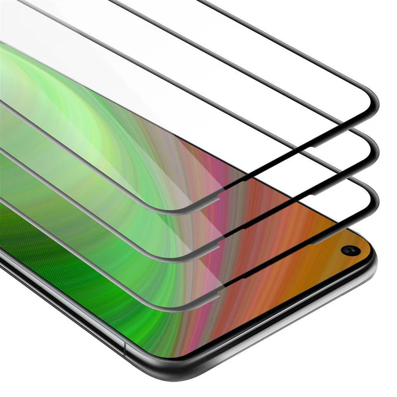 Cadorabo 3x Vollbild Panzer Folie kompatibel mit Huawei NOVA 5i PRO - Schutzfolie 3er Pack Gehärtetes (Tempered) Display-Schutzglas in 9H Härte mit 3D Touch