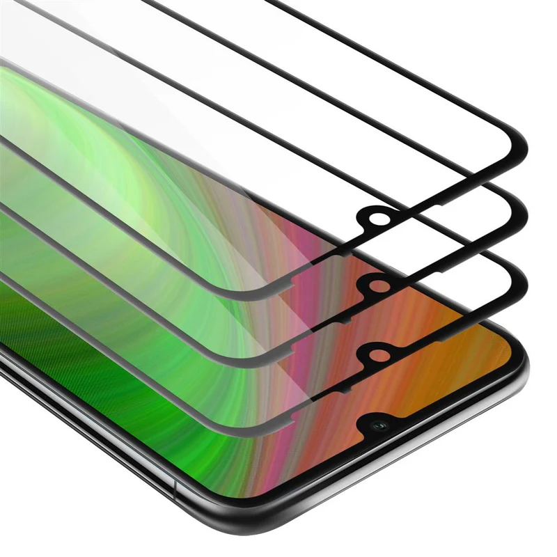 Cadorabo 3x Vollbild Panzer Folie kompatibel mit Honor 8A - Schutzfolie 3er Pack Gehärtetes (Tempered) Display-Schutzglas in 9H Härte mit 3D Touch