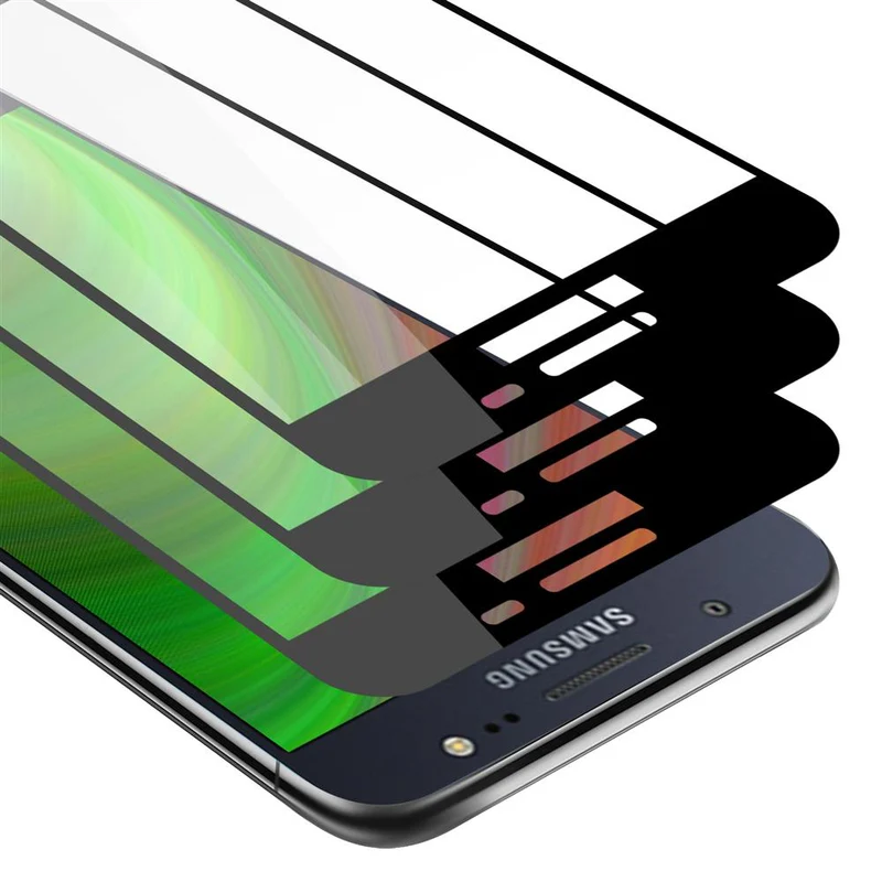 Cadorabo 3x Vollbild Panzer Folie kompatibel mit Samsung Galaxy J5 2016 - Schutzfolie 3er Pack Gehärtetes (Tempered) Display-Schutzglas in 9H Härte mit 3D Touch