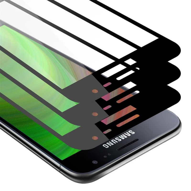 Cadorabo 3x Vollbild Panzer Folie kompatibel mit Samsung Galaxy J3 2016 - Schutzfolie 3er Pack Gehärtetes (Tempered) Display-Schutzglas in 9H Härte mit 3D Touch
