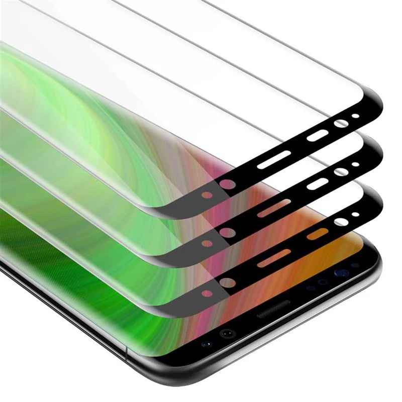 Cadorabo 3x Vollbild Panzer Folie kompatibel mit Samsung Galaxy S8 PLUS - Schutzfolie 3er Pack Gehärtetes (Tempered) Display-Schutzglas in 9H Härte mit 3D Touch