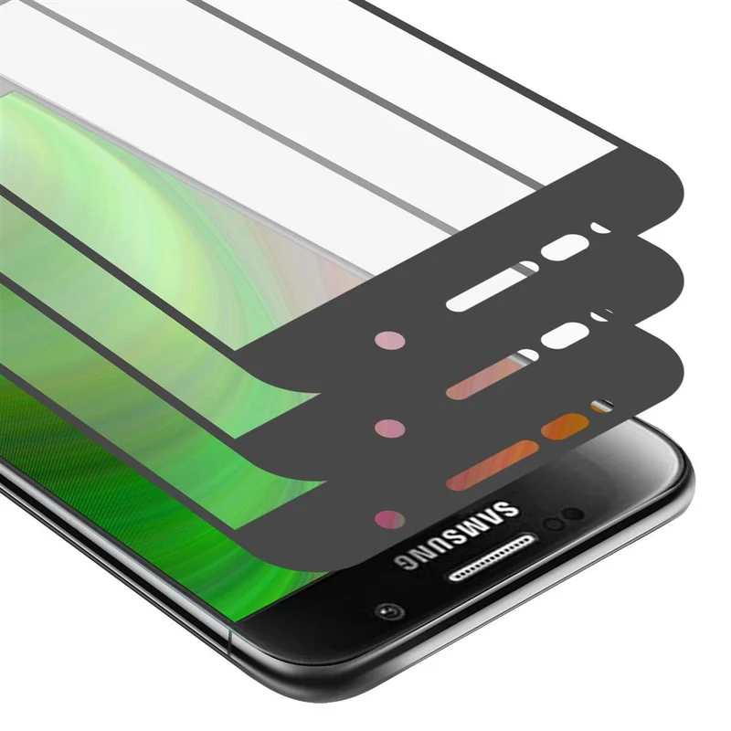Cadorabo 3x Vollbild Panzer Folie kompatibel mit Samsung Galaxy S6 - Schutzfolie 3er Pack Gehärtetes (Tempered) Display-Schutzglas in 9H Härte mit 3D Touch