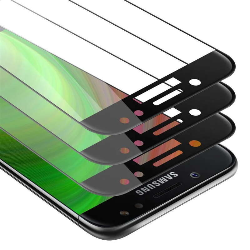 Cadorabo 3x Vollbild Panzer Folie kompatibel mit Samsung Galaxy J7 2017 / J7 PRO - Schutzfolie 3er Pack Gehärtetes (Tempered) Display-Schutzglas in 9H Härte mit 3D Touch