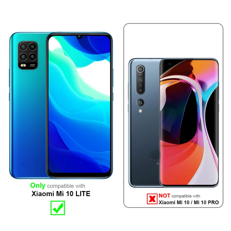Cadorabo Hülle kompatibel mit Xiaomi Mi 10 LITE Schutzhülle mit Magnetverschluss, Standfunktion und Kartenfach